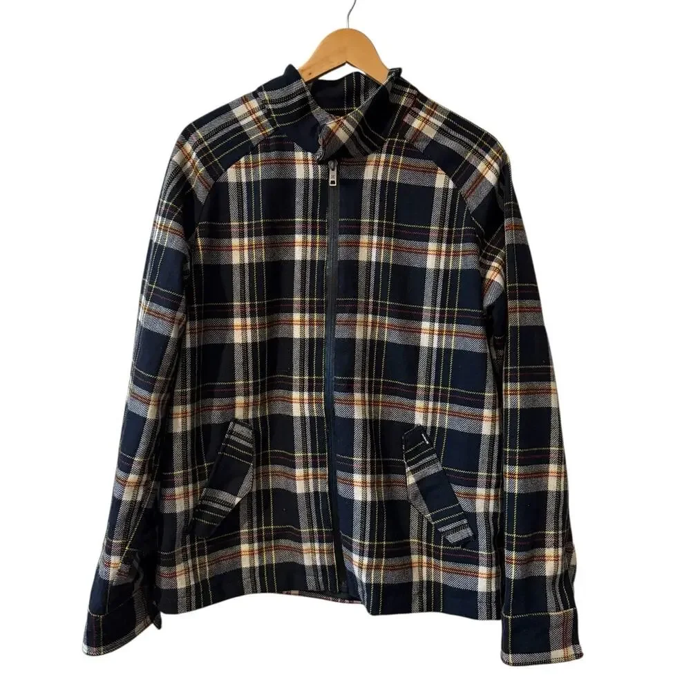 Hurley Wool Plaid Flannel Button Down Jacket Blue M
